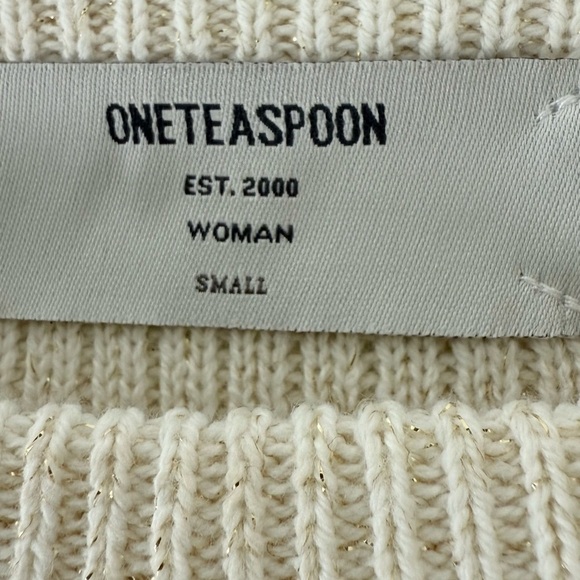 One Teaspoon Ribbed Knit Ivory Cap sleeves Dress Side zipper Slits Size Small - Picture 2 of 8